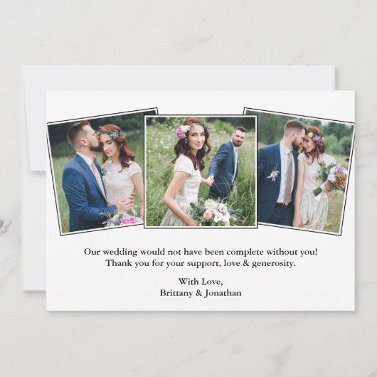 書道モダン新郎新婦4枚結婚の写真 サンキューカード (裏面)