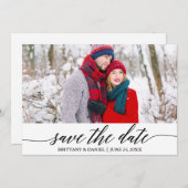 書道モダン日付の写真カードを保存 サンキューカード (正面/裏面)