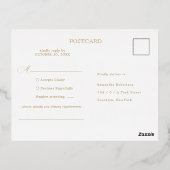 書道モダン時代のない金ゴールドと白いRSVP 箔シーズンポストカード (裏面)