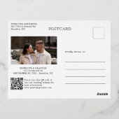 書道モダン時代を超越したシルバーセーブ・ザ・デート 箔シーズンポストカード (裏面)