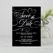 書道モダン時代を超越したシルバーセーブ・ザ・デート 箔招待状 (立ち正面)