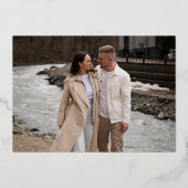 書道モダン時代を超越したシルバーセーブ・ザ・デート 箔招待状 (裏面)