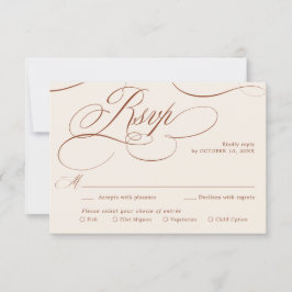 書道モダン時代を超越したテラコッタ結婚の 出欠カード