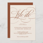 書道モダン時代を超越したテラコッタ結婚の 招待状 (正面/裏面)