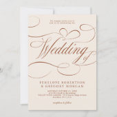 書道モダン時代を超越したテラコッタ結婚の 招待状 (正面)