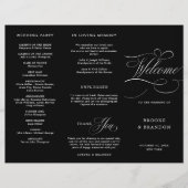 書道モダン時代を超越したブラックウェディングプログラム (正面)