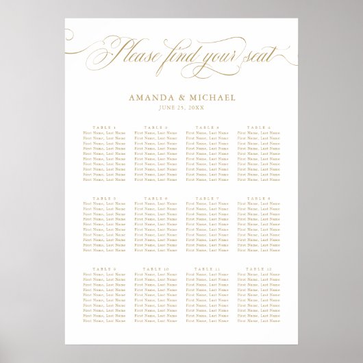 書道モダン時代を超越した金ゴールド座席表 ポスター (正面)