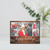 書道モダン木材5写真ハッピーホリデー ポストカード (スタンド正面)