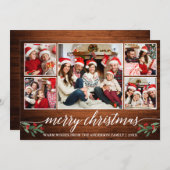 書道モダン木材5写真家族クリスマス シーズンカード (正面/裏面)