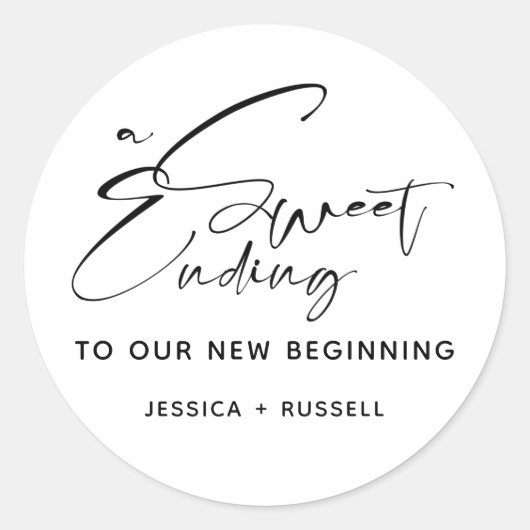 書道モダン甘いエンディング結婚式の引き出物 ラウンドシール (正面)