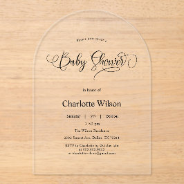 書道モダン男の赤ちゃんシャワー アクリル招待状