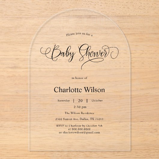 書道モダン男の赤ちゃんシャワー アクリル招待状 (正面)