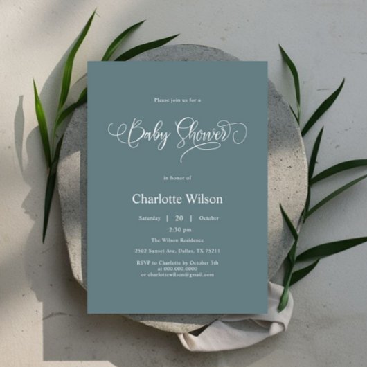 書道モダン男の赤ちゃんシャワー 招待状