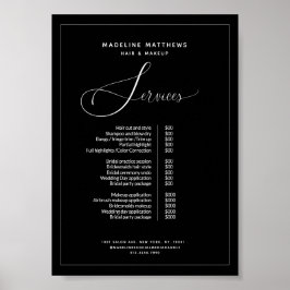 書道モダン白黒サロン価格表 ポスター