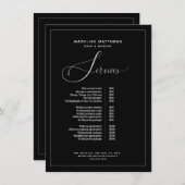 書道モダン白黒サロン価格表 メニュー (正面/裏面)