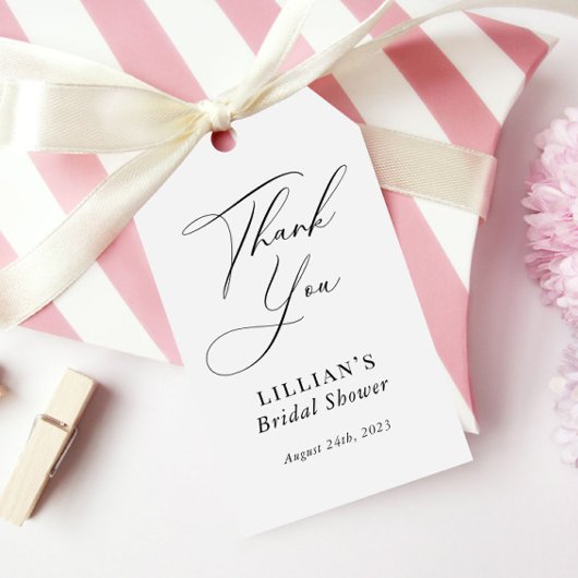 書道モダン白黒ブライダルシャワー ギフトタグ