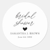 書道モダン白黒ブライダルシャワー ラウンドシール (正面)