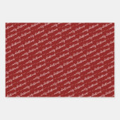 書道モダン白黒マルーンクリスマス ラッピングペーパーシート (正面3)