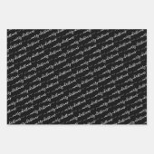 書道モダン白黒マルーンクリスマス ラッピングペーパーシート (正面)