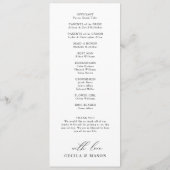 書道モダン白黒結婚式 プログラム (裏面)