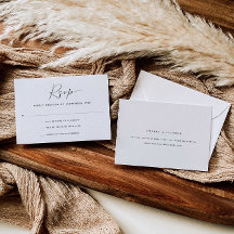 書道モダン結婚式RSVPカード