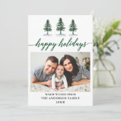 書道モダン緑水彩松の写真 シーズンカード (スタンド正面)