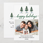 書道モダン緑水彩松の写真 シーズンカード (正面/裏面)