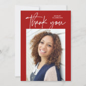 書道モダン縦二写真卒業 サンキューカード (正面)
