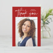 書道モダン縦二写真卒業 サンキューカード (スタンド正面)