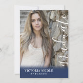 書道モダン縦型写真卒業 招待状 (正面)