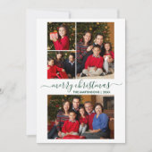 書道モダン脚本4写真クリスマスグリーン シーズンカード (正面)