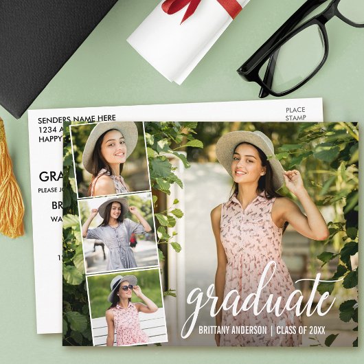 書道モダン脚本4写真卒業パーティー ポストカード