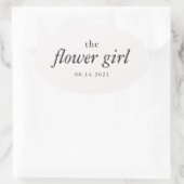 書道モダン花の女結婚の子 楕円形シール (バッグ)