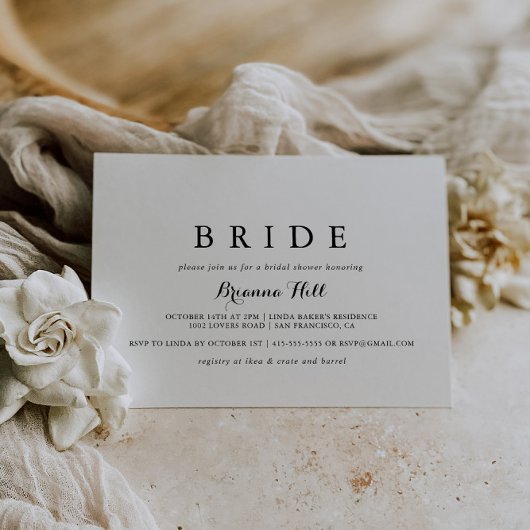 書道モダン花嫁ブライダルシャワー 招待状