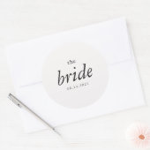 書道モダン花嫁白黒結婚ズ ラウンドシール (封筒)