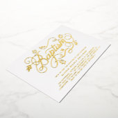 書道モダン葉レタリング洗礼 箔招待状 (回転した状態)