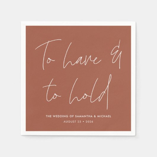 書道モダン誓いテラコッタ結婚ズ スタンダードカクテルナプキン (正面)