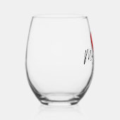 書道モダン赤いハートミセス結婚ズ ステムなしワイングラス (右)