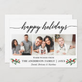 書道モダン赤いホリー3枚の写真 シーズンカード (正面/裏面)