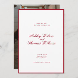 書道モダン赤い結婚式の日付を保存 招待状