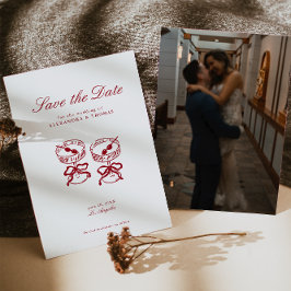 書道モダン赤い結婚式の日付を保存 招待状