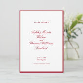 書道モダン赤い結婚式の日付を保存 招待状 (スタンド正面)