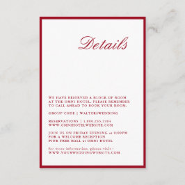 書道モダン赤の結婚詳細カード エンクロージャーカード