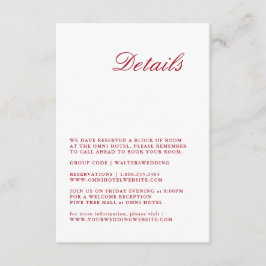 書道モダン赤の結婚詳細カード エンクロージャーカード