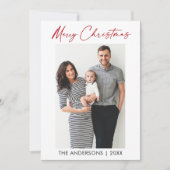 書道モダン赤インクのスクリプト写真クリスマス シーズンカード (正面)