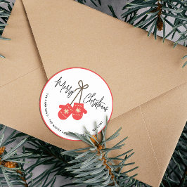 書道モダン赤ミッテンス差出人住所 ラウンドシール