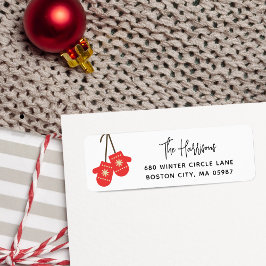 書道モダン赤ミッテンス差出人住所 ラベル