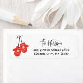 書道モダン赤ミッテンス差出人住所 ラベル (インサイチュ)