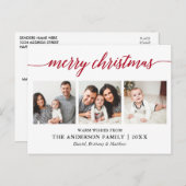 書道モダン赤メリークリスマス3枚写真 ポストカード (正面/裏面)
