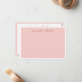 書道モダン赤面ピンクエレガントテンプレート ノートカード (正面/裏面インサイチュ)